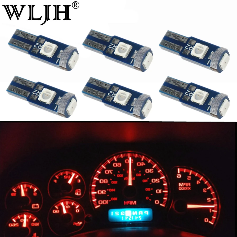Красный WLJH 6x Canbus T5 светодиодный лампы 3030 SMD 73 74 Клин лампа приборной панели автомобиля кластера лампа приборной панели для Audi A4 A6 A8 S4 S8 - Испускаемый цвет: Красный