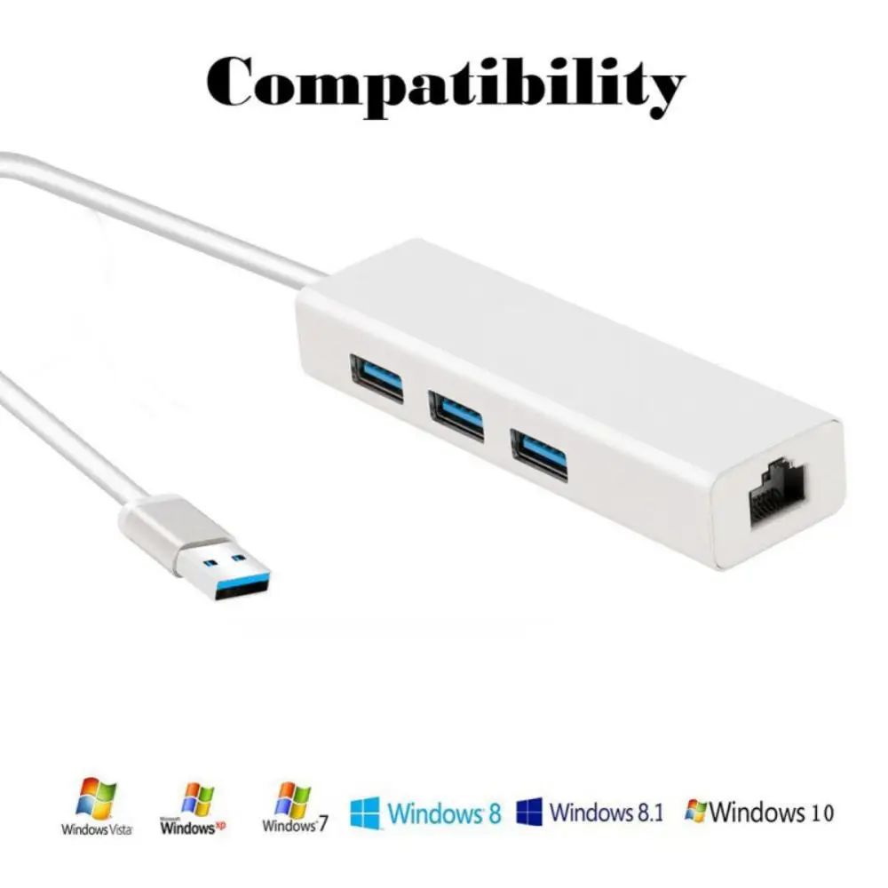 USB Ethernet с 3 портами usb-хаб 2,0 RJ45 Lan сетевая карта USB в Ethernet адаптер для Mac iOS Android PC RTL8152 USB 2,0 концентратор