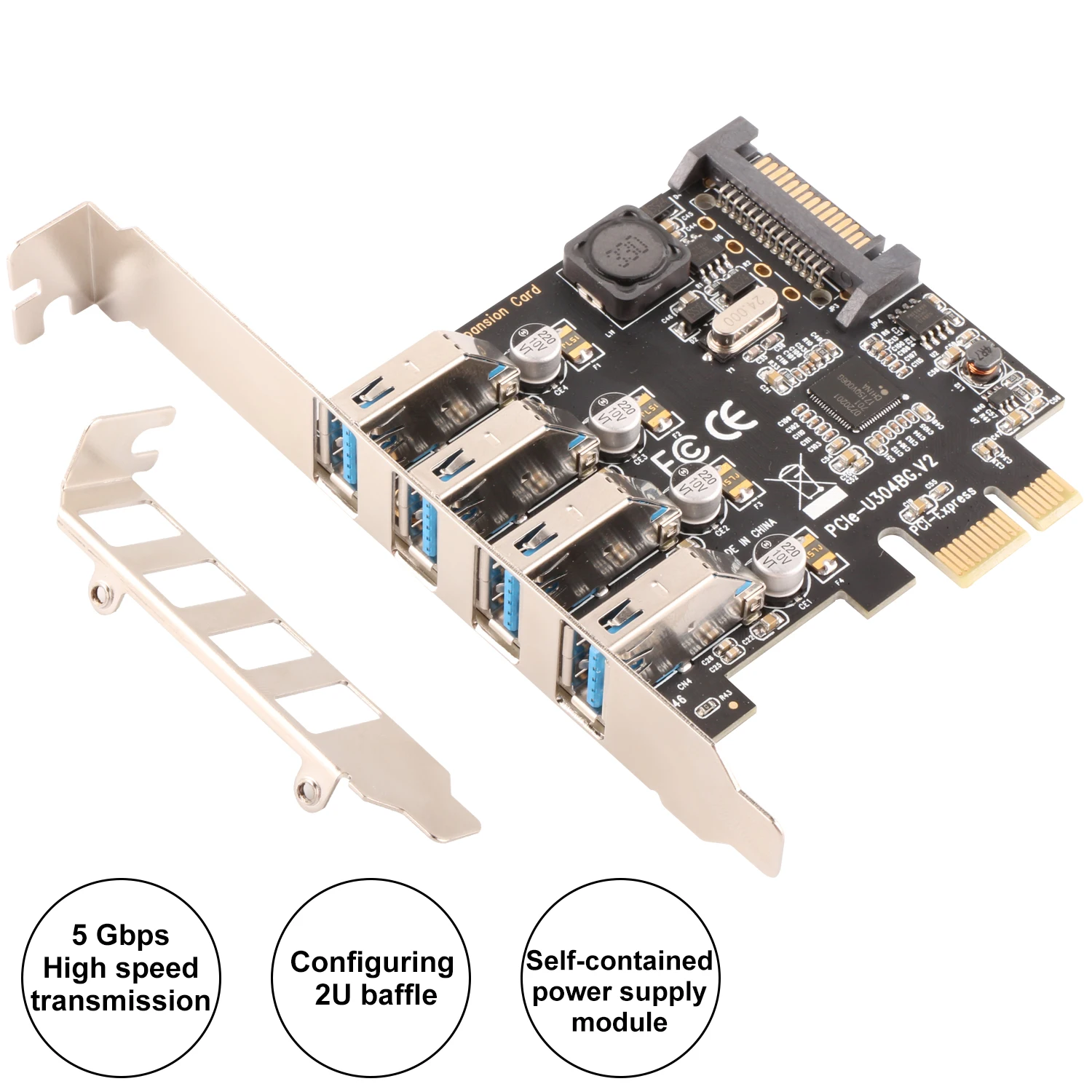 Карта расширения Ubit USB3.0 Superspeed PCI E на 4 портовый USB для ПК настольных компьютеров