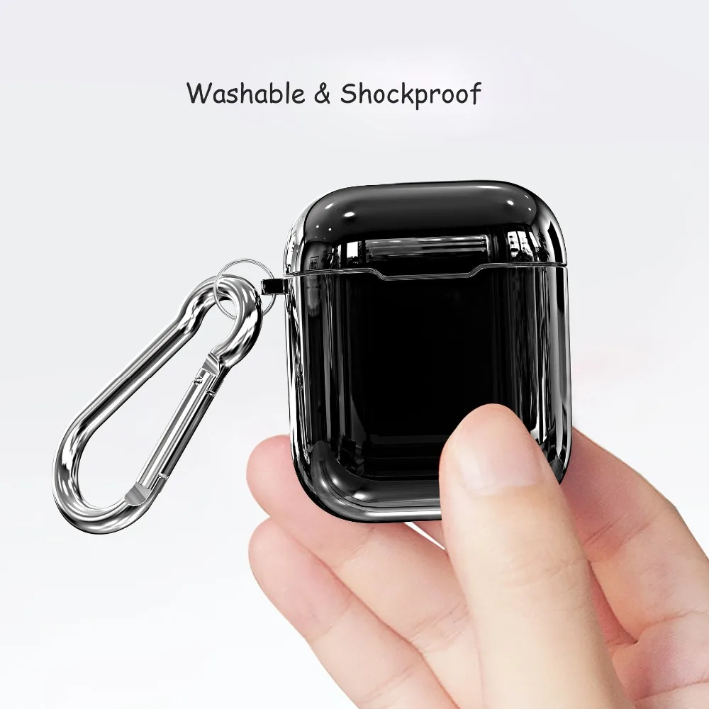 Чехол с металлическим покрытием для Apple AirPods, Bluetooth, беспроводной чехол для наушников, чехол для Air Pods, блестящий чехол из ТПУ для зарядки гарнитуры, чехол