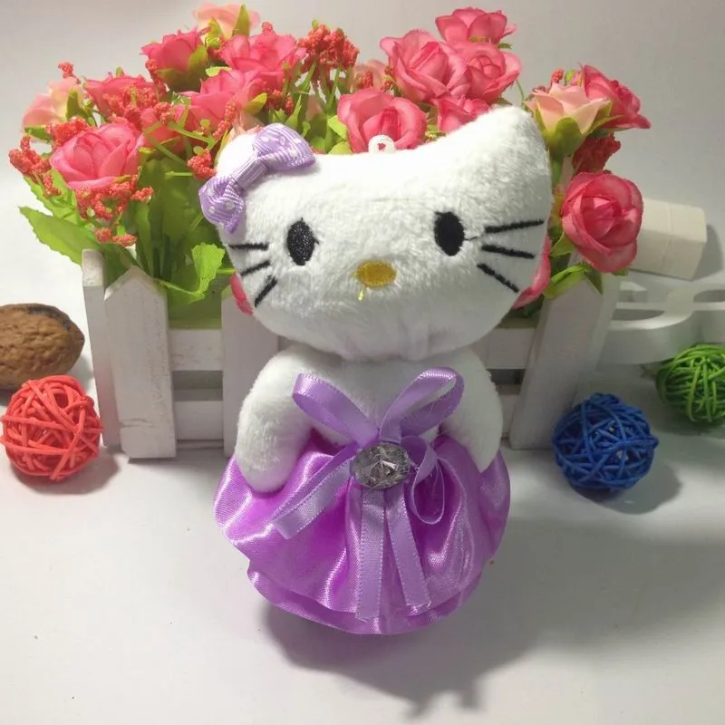 10 см 10 шт. высокое качество kitty плюшевые игрушки камень лук KT кошка мягкие куклы для девочек детские игрушки подарок мини животные плюшевые куклы