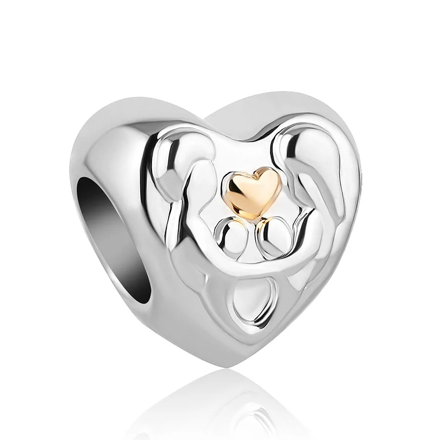 Новинка 1 шт. Серебро Золото Два Тона слон любовь diy Бусины Fit Pandora Подвески Серебро 925 браслет для женщин F073 - Цвет: A1588