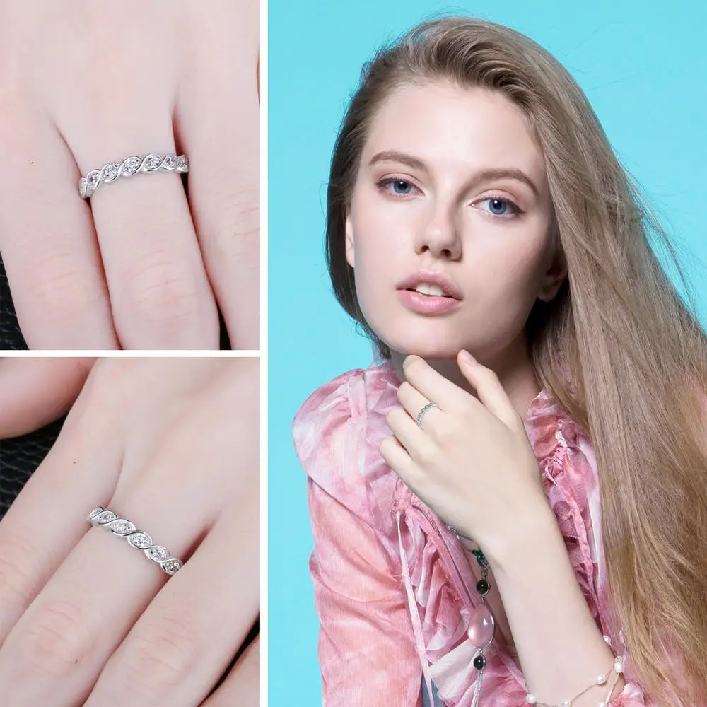 Jewelrypalace Классический круглый фианит Свадебные Promise Ring 925 стерлингов Серебряные Ювелирные Изделия Простые Свадебные Обручение кольцо