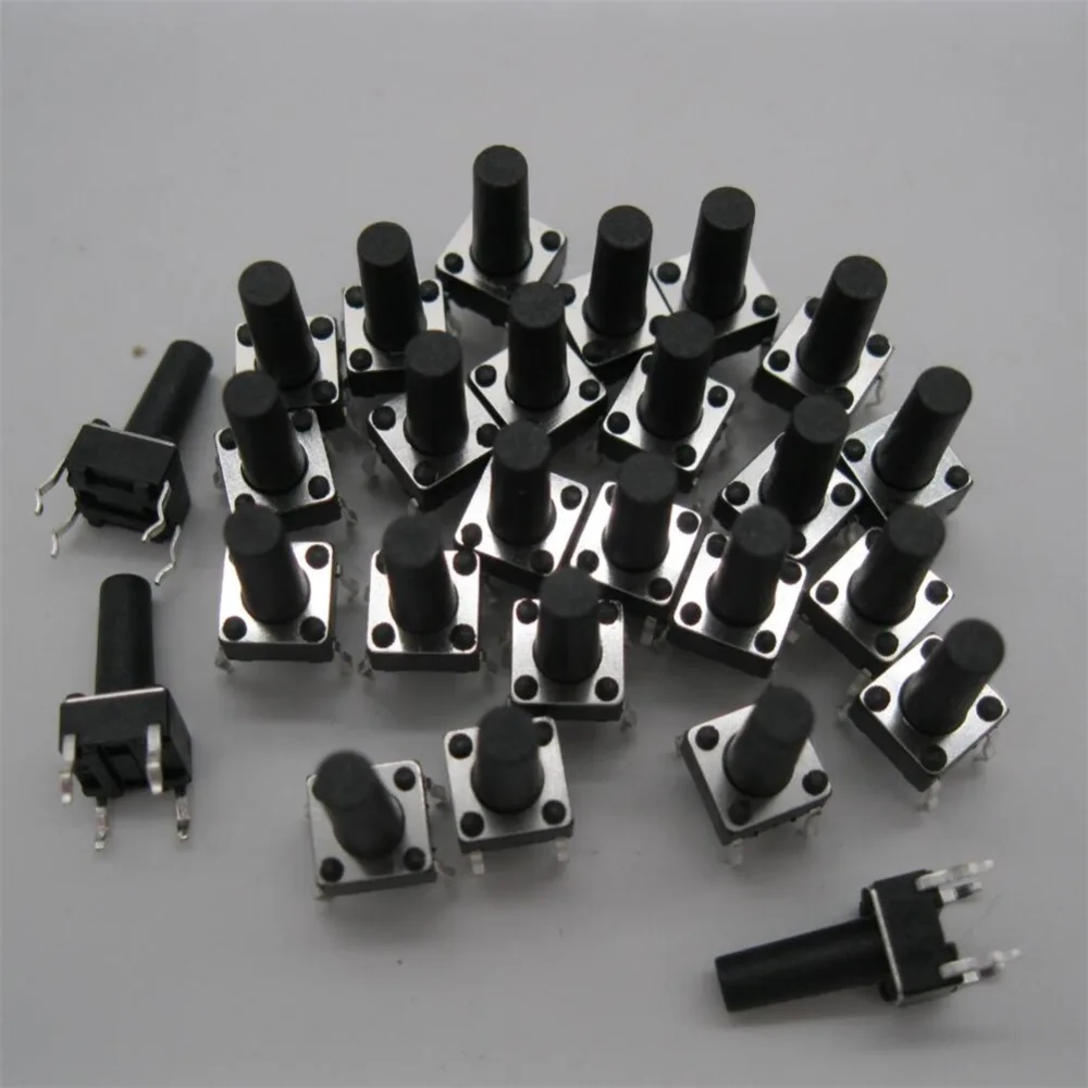 100pcs 6x6x12MM 4PIN Tactile Tact Push Button Micro Switch Direct Touch micro switch black 6*6*12 keys button DIP 4pin | Обустройство