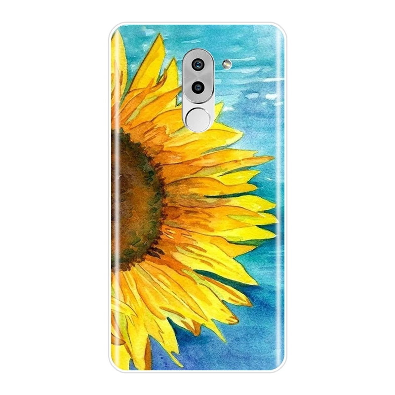 Чехол для телефона с рисунком подсолнуха цветка Луны силикона Huawei Honor 4C 5C 6C 6A Pro