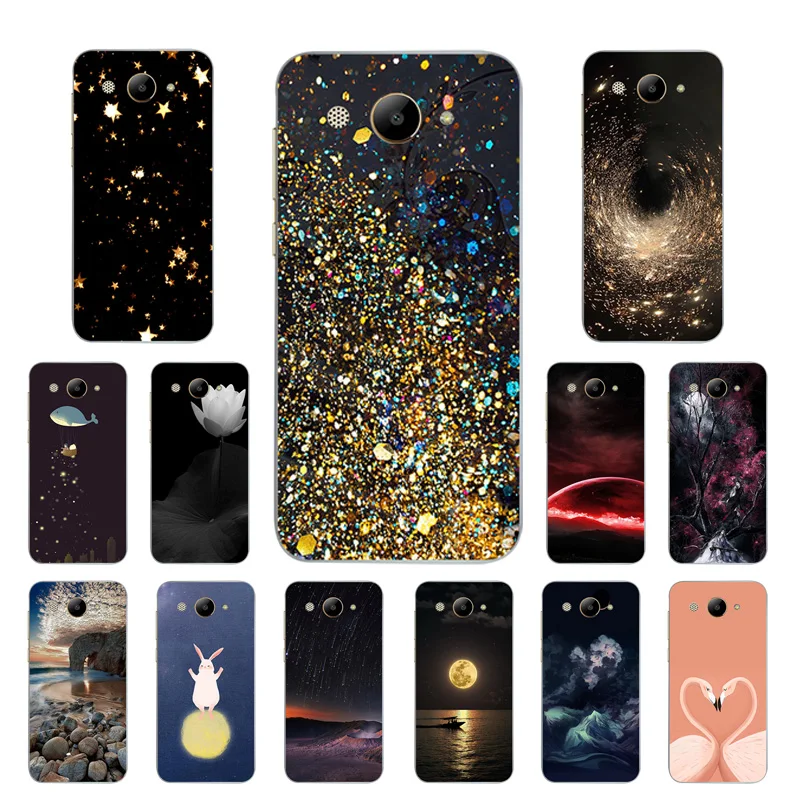 Ultrathin TPU for Huawei Y3 2017 Phone Cases Golden Printing MT6737M CRO-L02 Full Protector Soft Silicone Coque |