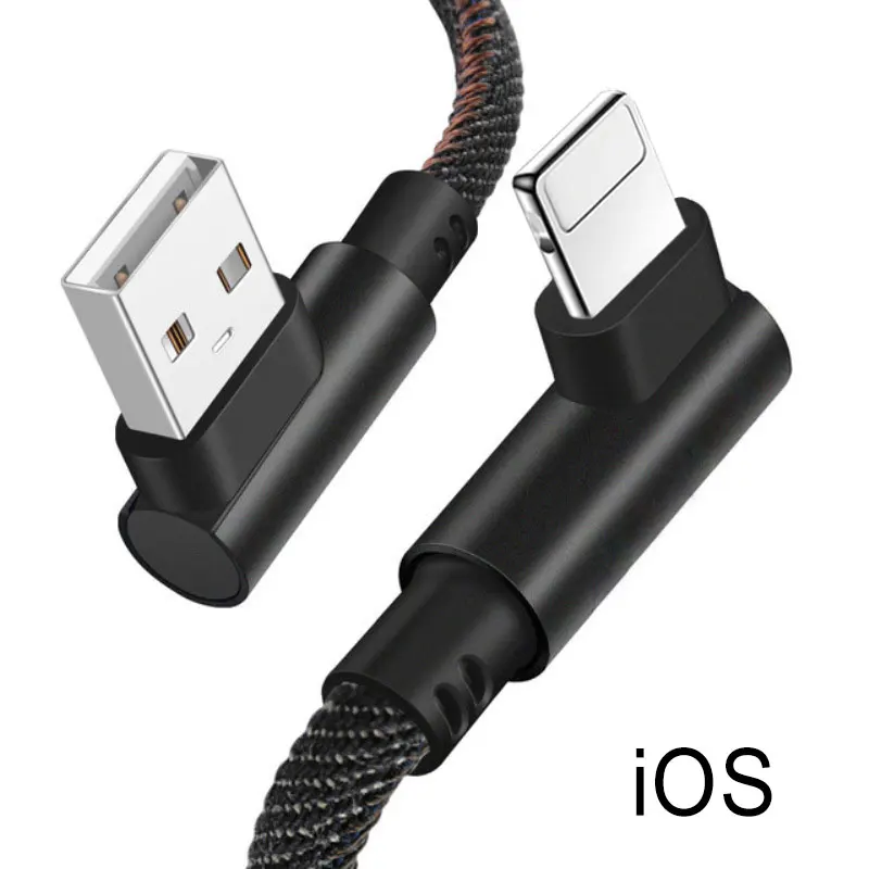 iOS-Black Кабель для мобильного телефона USB iOS type C Micro кабель для быстрой зарядки Android телефонный кабель для передачи данных тип-c устройств 1 м 2 м с системой Android - Цвет: iOS-Black