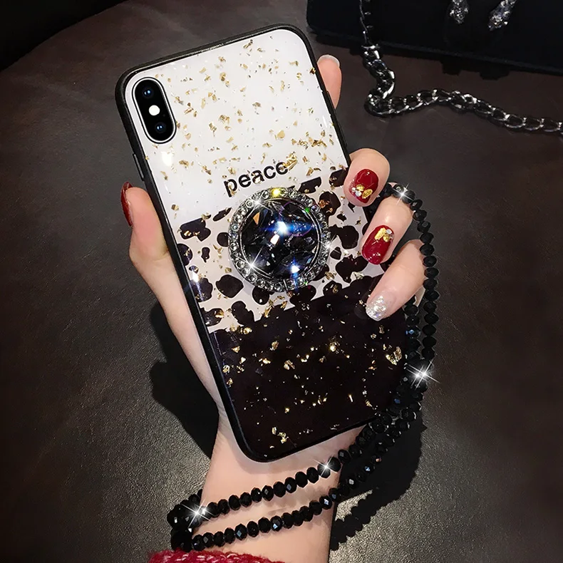 Чехол Marchcover для iPhone 11 Pro XS MAX XR X 8 7 6S 6 Plus леопардовая Золотая фольга случайный блеск