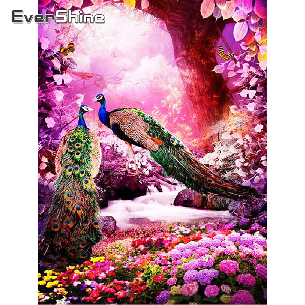 EverShine DIY Павлин художественная вышивка бисером 5D стразами рисунков животных