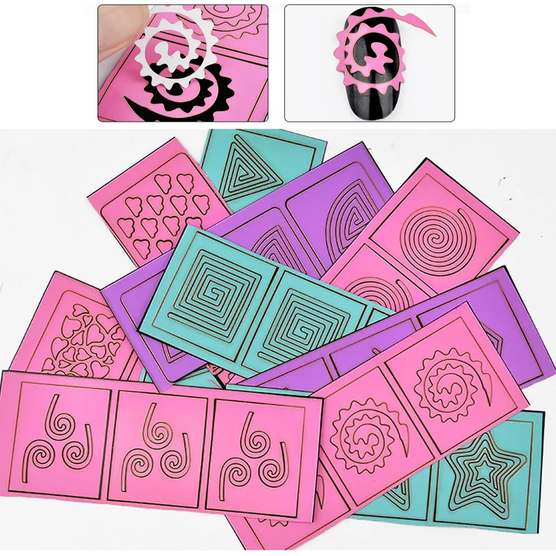 10 шт. полые наклейки для ногтей 3D модные с цветами и звездами в сетку ногтевого