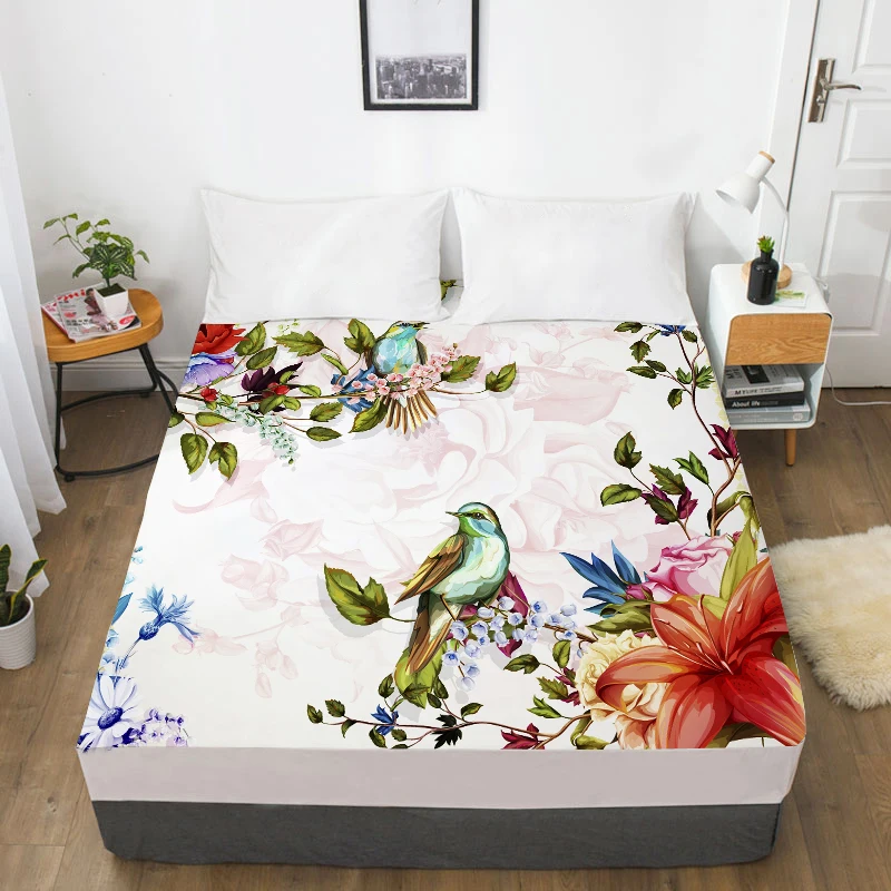 3D HD Digital Print Custom Bed Sheet With Elastic,Fitted Sheet Twin/Full/Queen/King,Nordic Flower cactus Mattress Cover 160x200