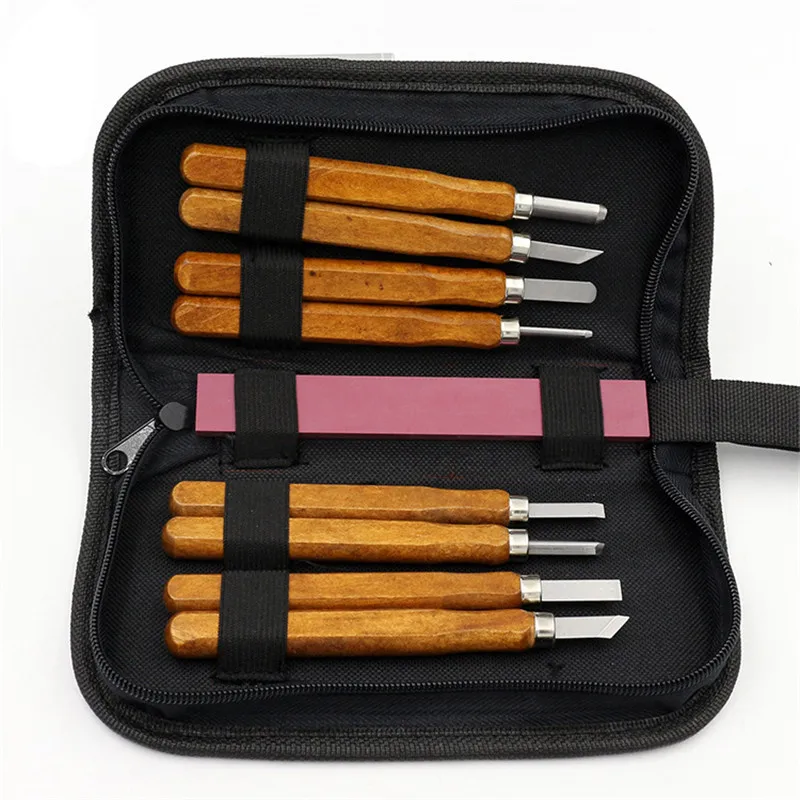 

8pcs/set Wood Lathe Handle Carpenters Carving Chisels With Grindstone Kit DIY Hand Tools Set High Quality