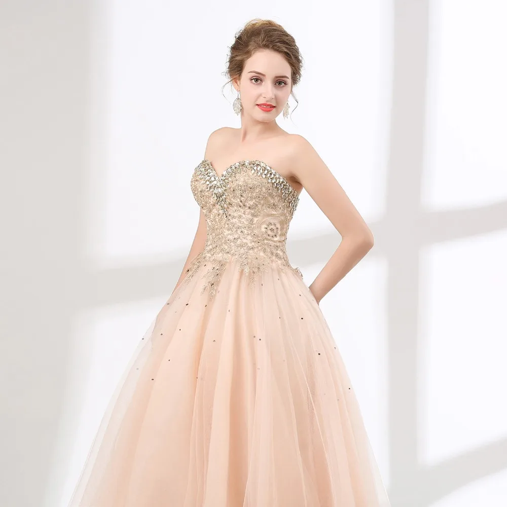 ANGELSBRIDEP розовые платья Quinceanera отделанный кристаллами тюль платье для