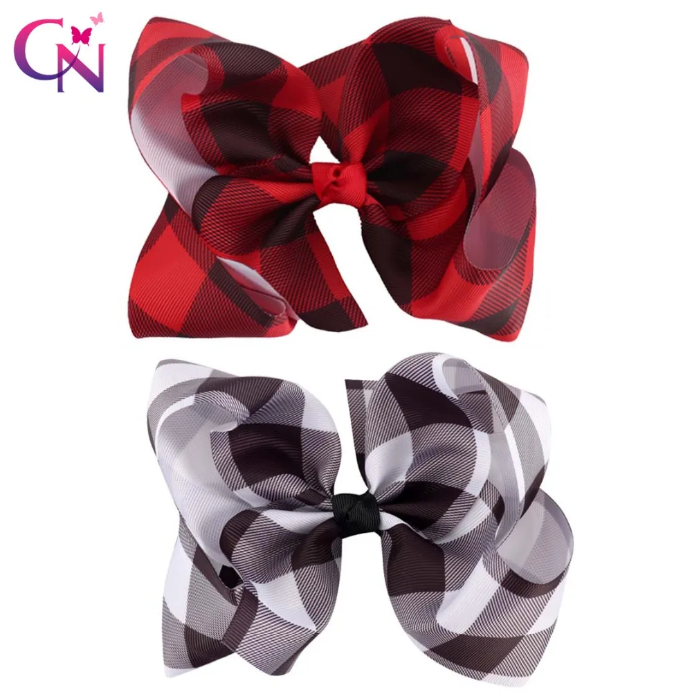 4 шт./лот " Buffalo Plaid волосы луки с Зажимы для детей Обувь для девочек большой печатные ленты узел Луки заколки Женские аксессуары для волос