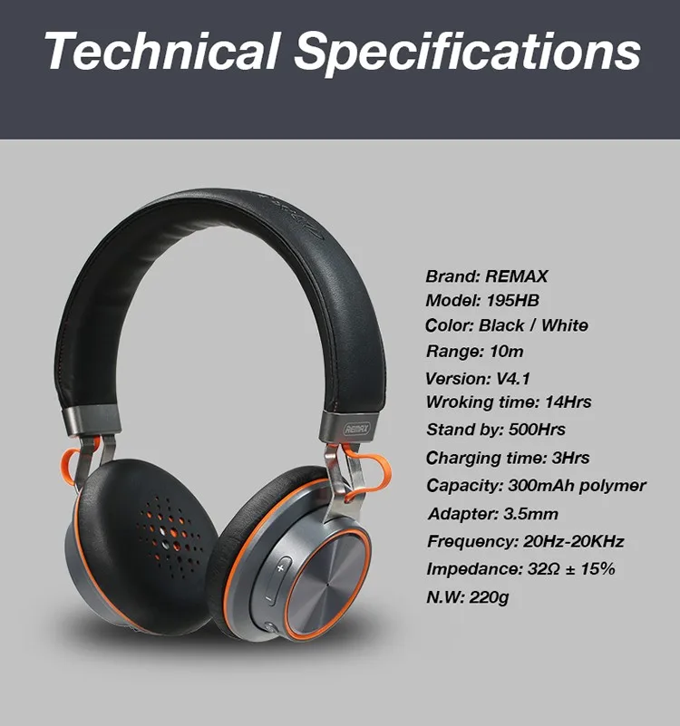 Remax RB-195HB, Bluetooth, стерео наушники, беспроводные наушники, Bluetooth 4,1, гарнитура, Накладные наушники, подключение 2 устройств