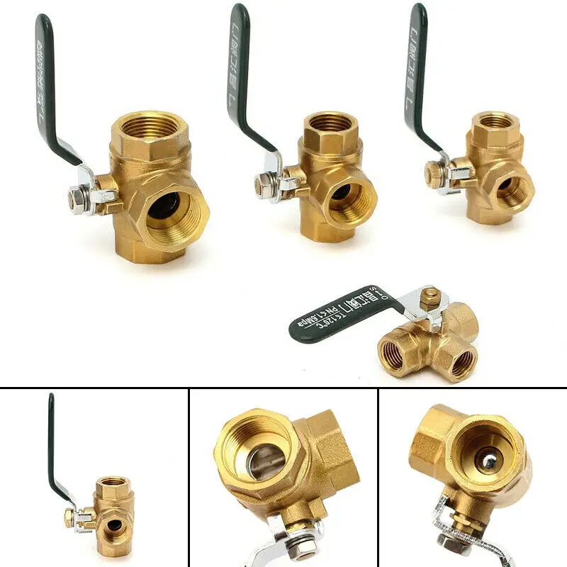 1/4 ''3/8'' 1/2 ''3/4'' латунный шаровой клапан фиксированный 3 ходовой полный L/T тип порт резьбовой соединитель кран адаптер фильтра для воды ручка