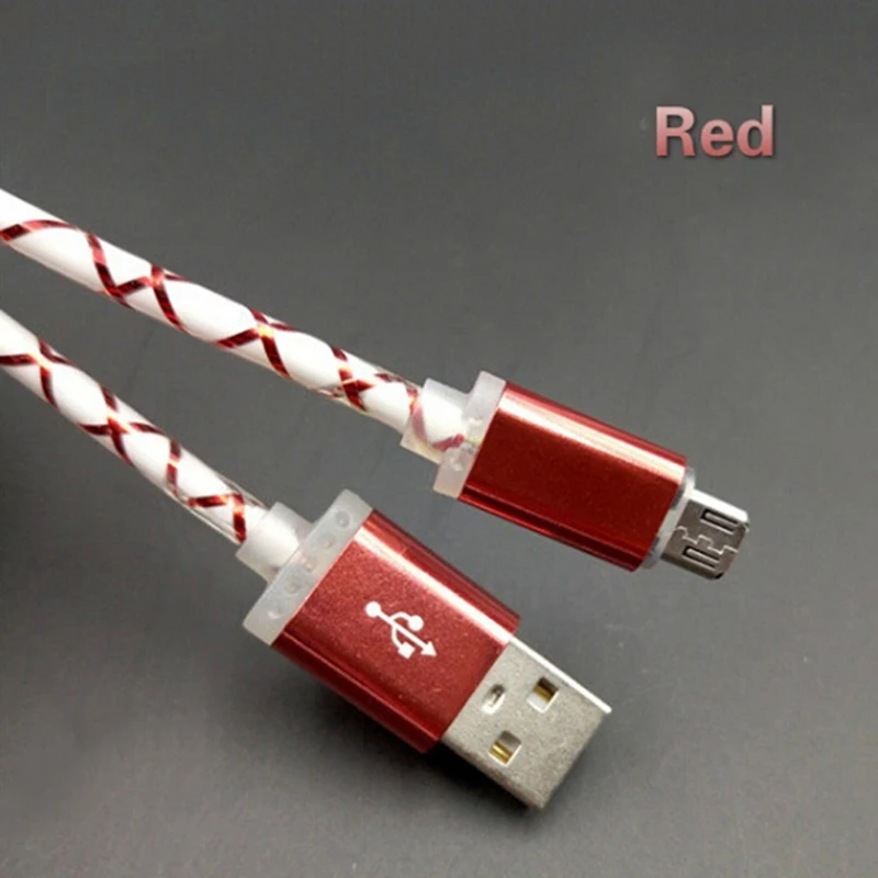 Кабель Micro USB для телефона Видимый светодиодный светильник микро зарядный кабель
