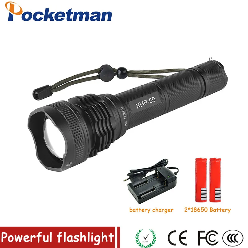 Водонепроницаемый масштабируемый светодиодный фонарик Pocketman XHP50 8000 лм