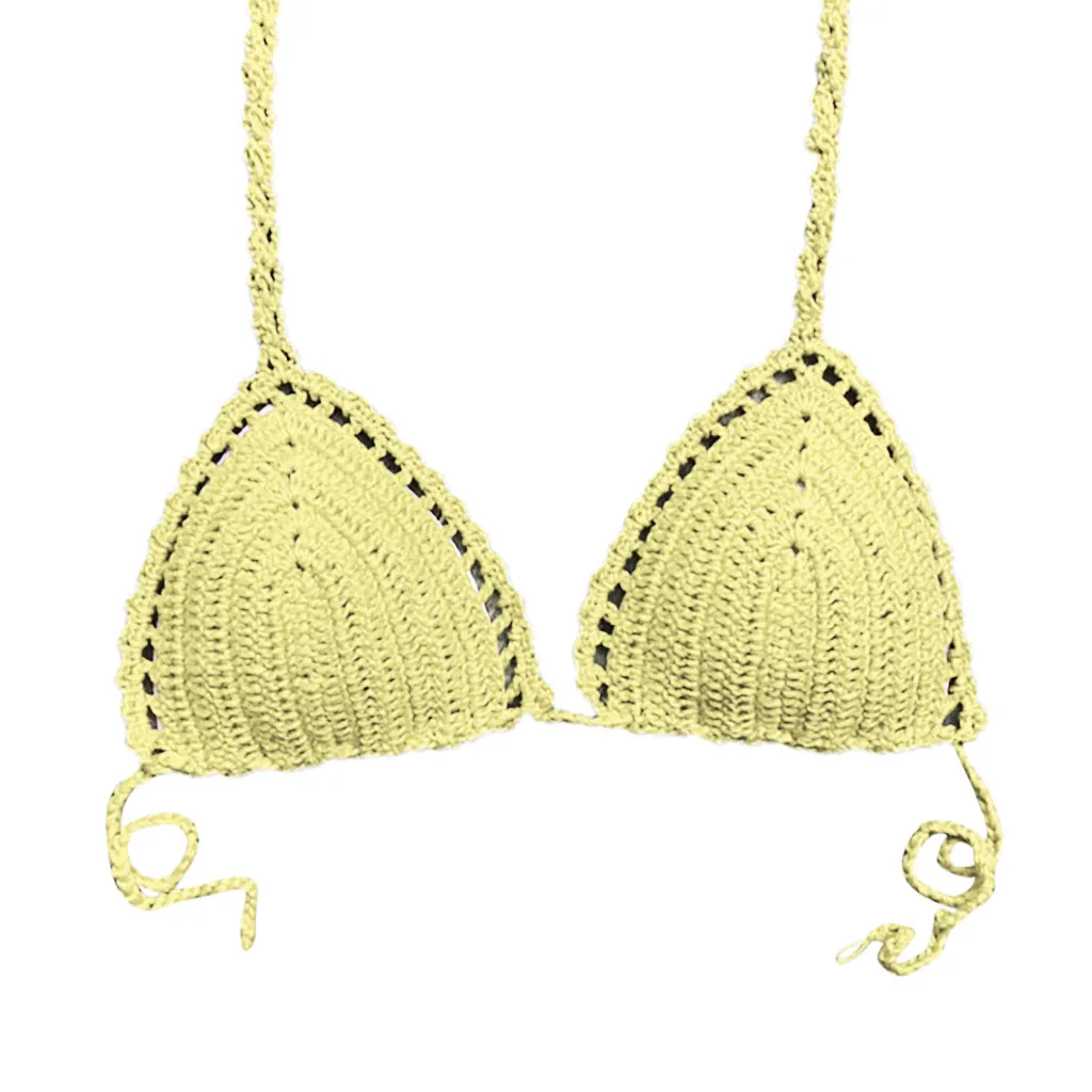 Мода Femme Maillot De Bain Femme вязанный крючком бикини Топ на шнуровке женский купальник топ на шнуровке бразильские сплошные бикини Mayo#30