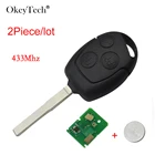 OkeyTech 2 шт. 3 кнопки 433 Мгц дистанционный Автомобильный ключ для Ford Focus Fiesta Mondeo Galaxy C-Max S-Max Focus Uncut HU101 чистый лезвие