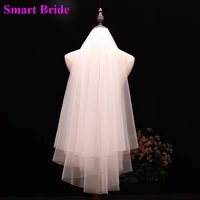 wedding bride veils elegant ivory two layers soft tulle net bridal veils with comb 1 5m long for women marriage party vd1