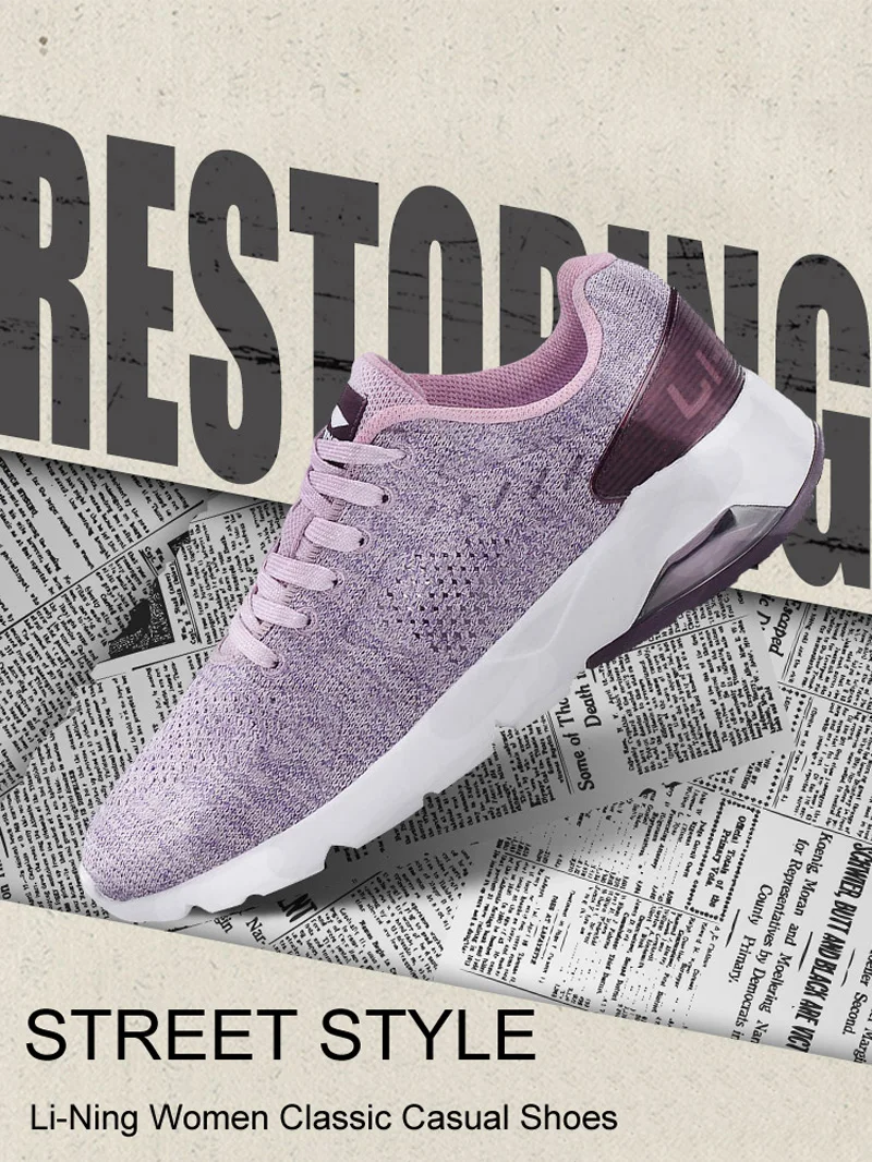 Li-Ning/Женская обувь с пузырьками; обувь для образа жизни; дышащая удобная спортивная обувь с подкладкой; кроссовки-светильник; AGCN036 YXB171