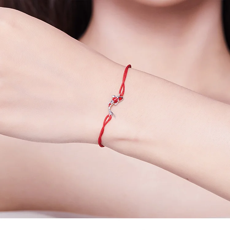 Lucky carp Red Rope 925 серебряный браслет для женщин модные простые ювелирные изделия Свадебные Рождественские