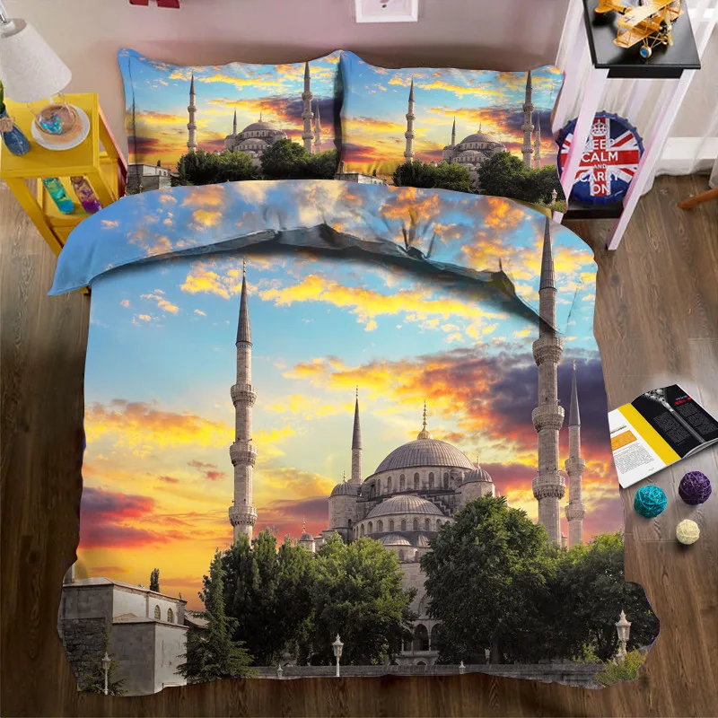 2017 City 3D printing Bedding Sets Super king size duvet cover bedlinens Bedclothes | Дом и сад