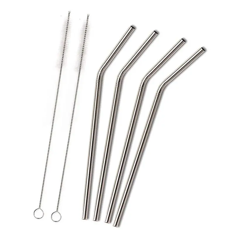 8 Упаковка нержавеющая сталь питьевая соломинка с чистящими кистями и