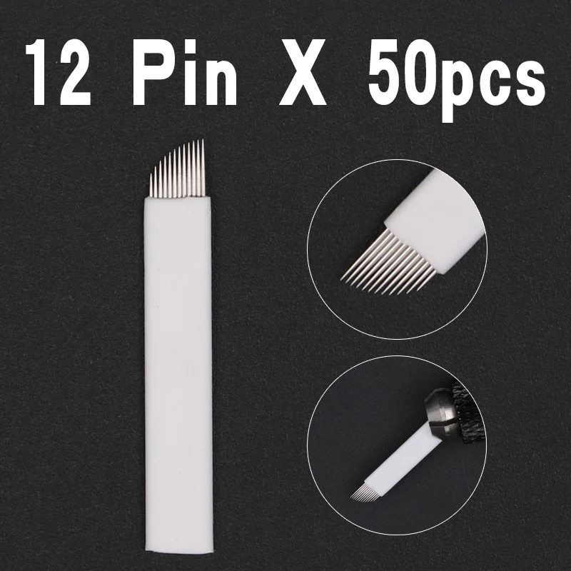 

50 Pcs Microblading Needles 12 pins for Microblading Embroidery Pen Pernement Makeup Eyebrow Tattoo Supplies