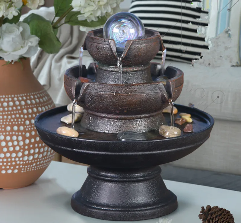Китайский Стиль фонтан воды Feng Shui с Led светильник Офис Украшение Рабочего мебели украшения, подарки