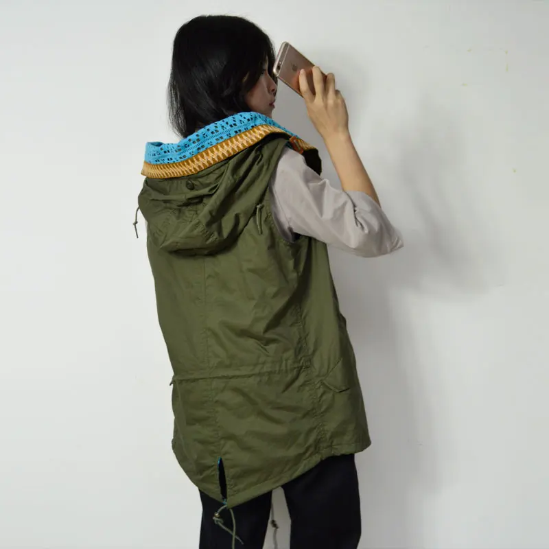 Весенние и осенние женские светло голубые полосатые Базовые Куртки|jacket parka|vest