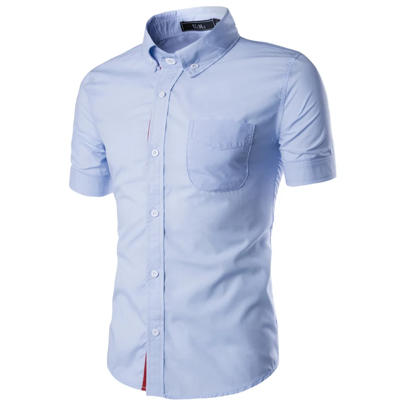 Новинка 2017 летние мужские рубашки с коротким рукавом облегающие Camisa Masculina