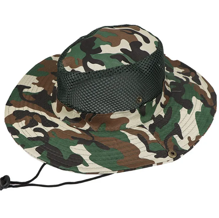 50pcs New Mens Fisherman Hat Sun Protection Adjustable Cap Camouflage Boonie Hats  Аксессуары для