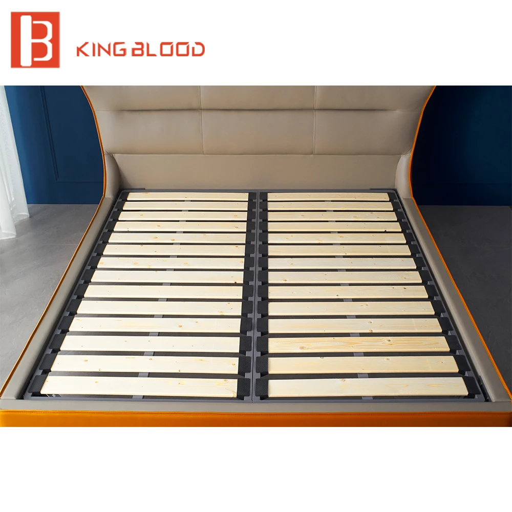 Кожаный каркас для кровати большой размер дизайн с металлическими ножками