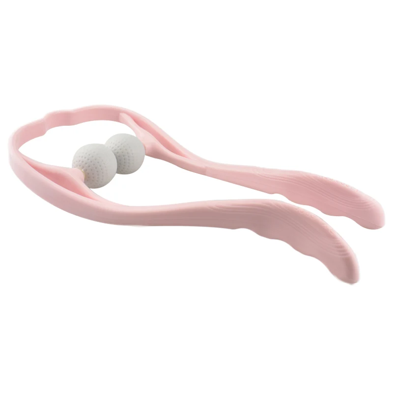 Pink Neck Massager Массажер для шеи, для боли в шее и плечах, двойной триггер, инструмент для самомассажа, имитирует массаж, глубокий тканевый массажер для головы - Цвет: Pink Neck Massager