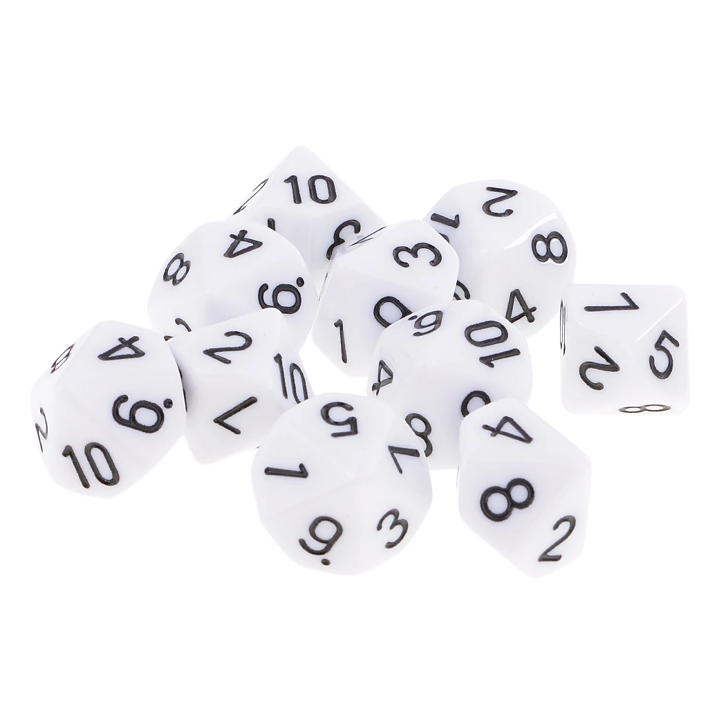 Perfeclan 10 шт. 10 сторонних игральных костей D10 многогранные игральные кости для подземелий и драконов игры 10 сторонних игральных костей для развлечений