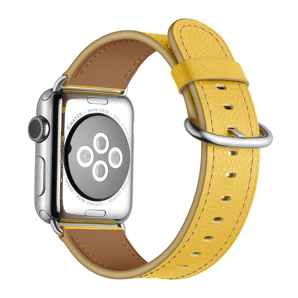 Ремешок из натуральной кожи для Apple Watch Series 4 милый цветной браслет 1 2 3 iWatch 38 42