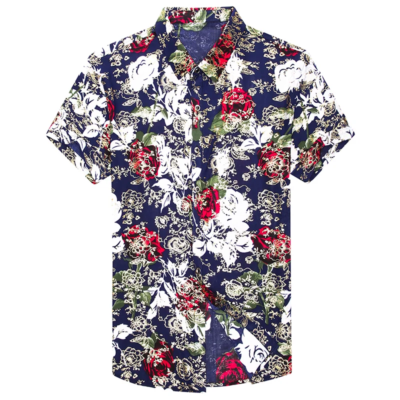 Новое поступление летняя мужская рубашка с цветочным принтом повседневная