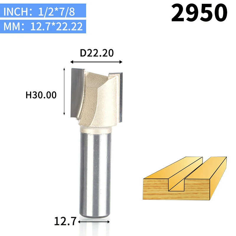 2950 HUHAO 1 шт. 1/" 1/2" хвостовик 2 флейты прямой бит Деревообрабатывающие инструменты фреза для дерева, карбида вольфрама, Концевая фреза - Длина режущей кромки: 2950