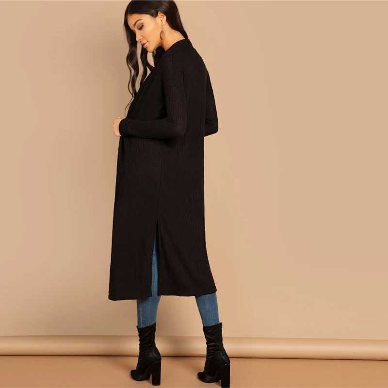 SHEIN Длинный Демисезонный Кардиган Повседневный Кардиган С Длинными Рукавами