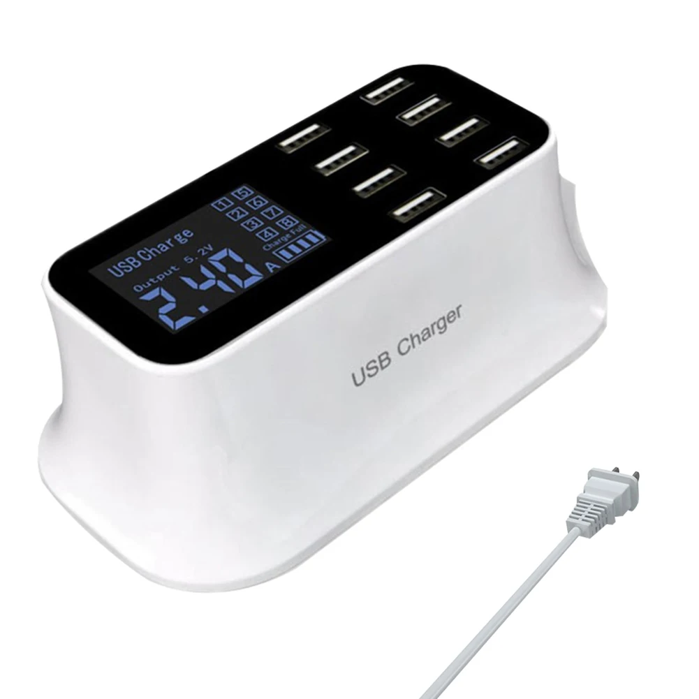 US Plug Новое поступление 40 Вт Настольный 8 usb портов ЖК-дисплей Быстрая зарядная док-станция зарядное устройство адаптер usb-хаб штепсельная вилка стандарта Великобритании штепсельная вилка стандарта США ЕС - Цвет: US Plug