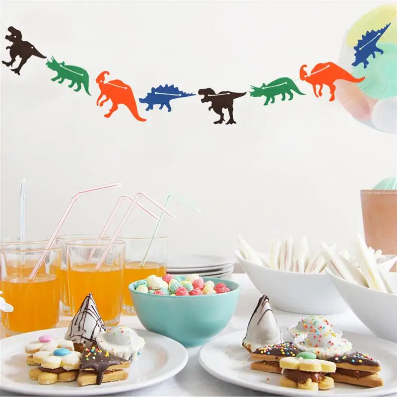 Милый нетканый флаг динозавра 3 м креативный венок баннер для вечеринки в честь