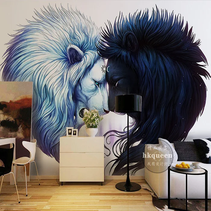 3D фотообои индивидуальный стиль абстрактная голова льва обои ТВ Фон Стена