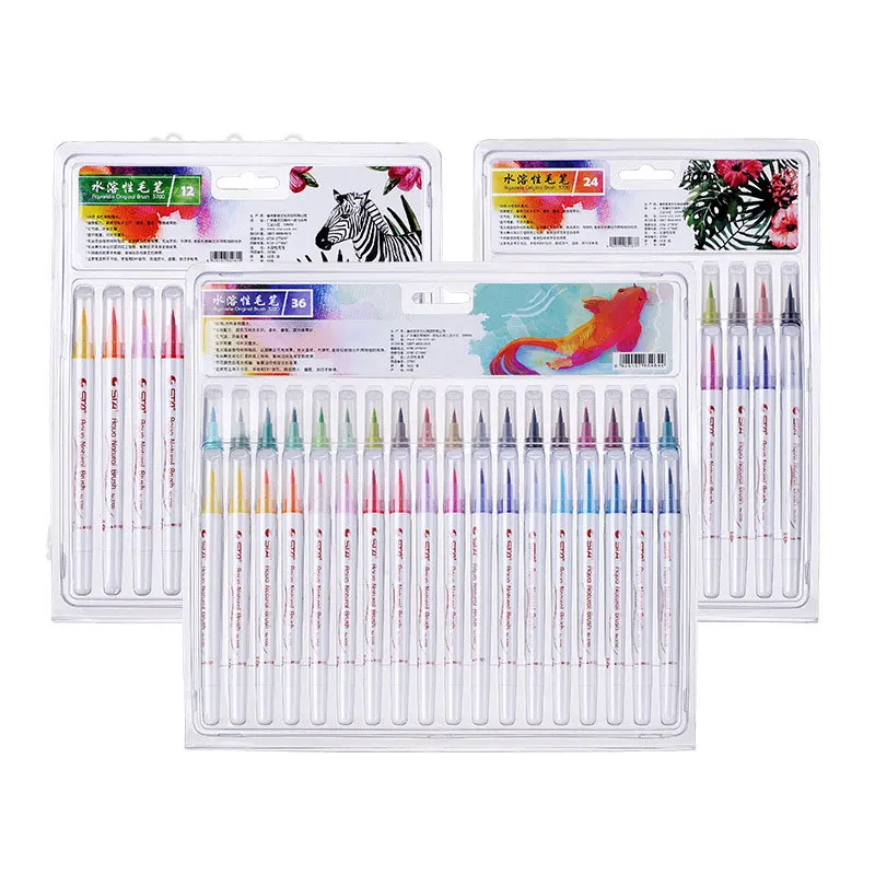 Art Soft Brush Painting Calligraphy Graffiti Mark Soft Hair Watercolor Pen Set School Art Color Spray Stationery