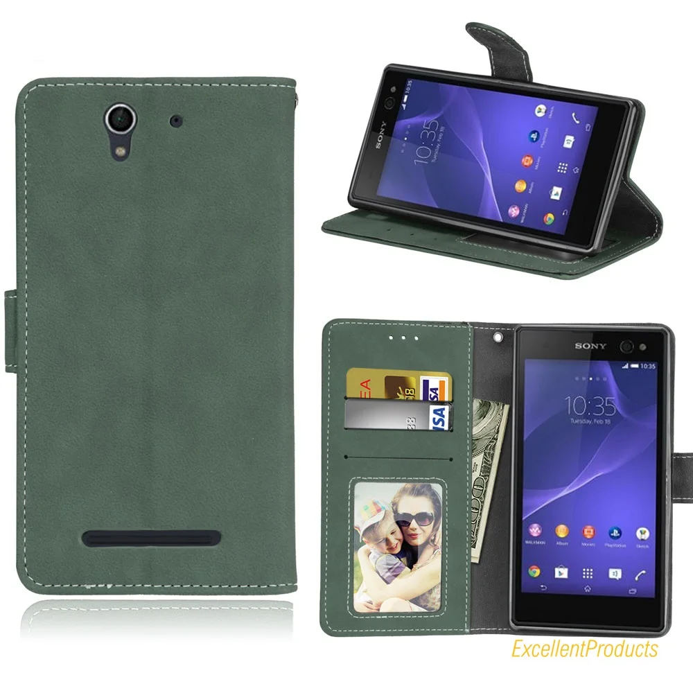 Высокое качество чехол для телефона sony Xperia C3 Крышка в ретро стиле с эффектом