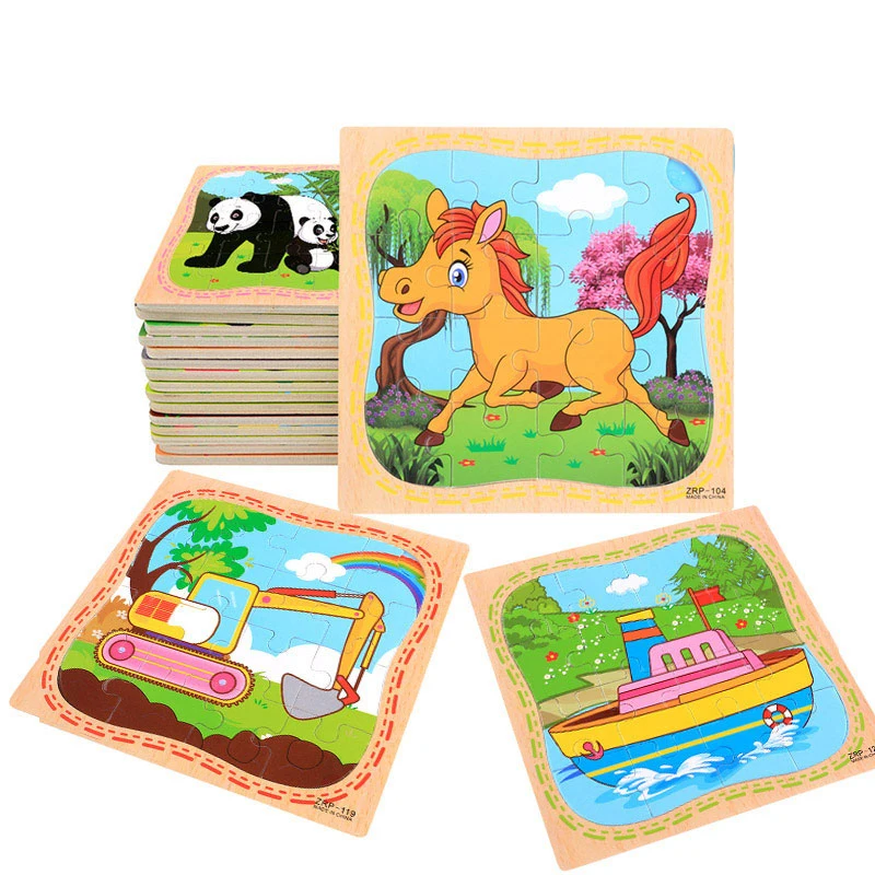 Деревянный пазл Монтессори 12 шт./компл. Обучающие Развивающие Детские обучающие