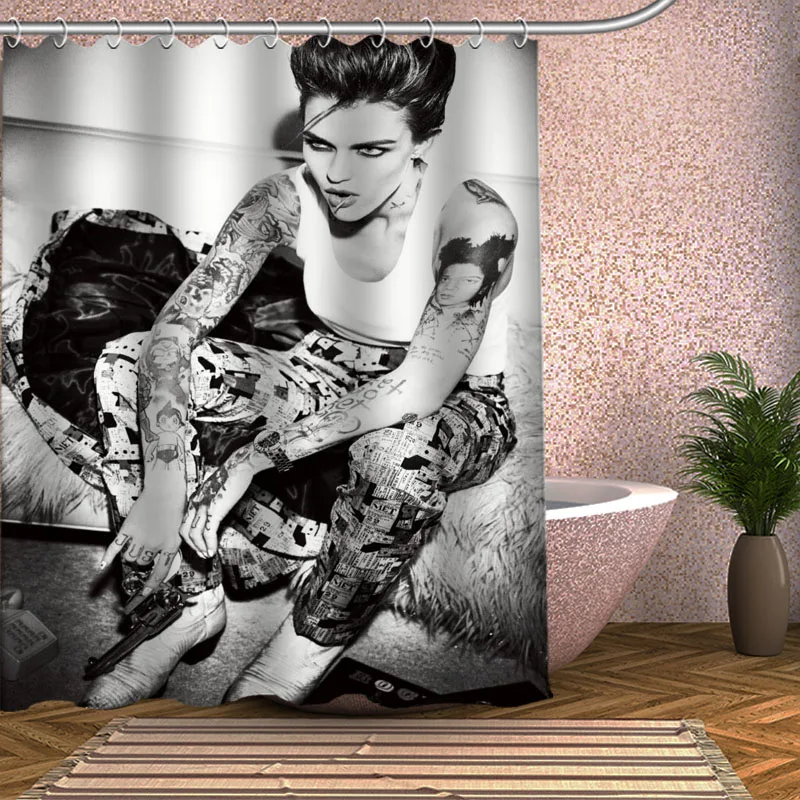 

Ruby Rose Shower Curtain Eco-friendly Modern Fabric polyester Custom Bath Curtains Home Decor Curtains
