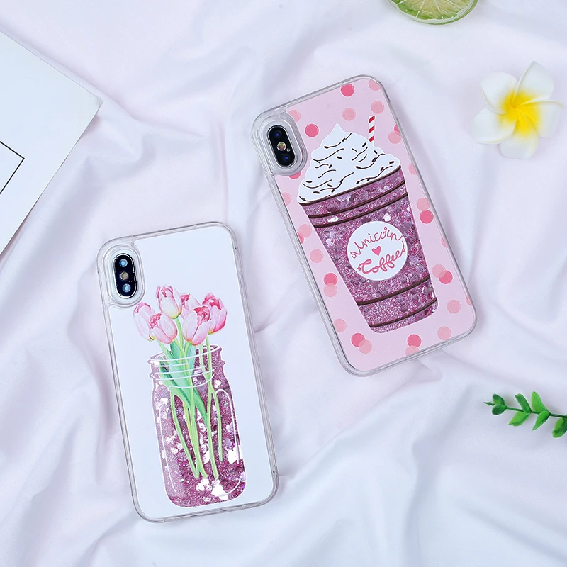 Жидкий чехол для телефона iPhone X Чехол Бутылка зыбучий песок блеск 5 5S SE 6 6s 7 8 Plus