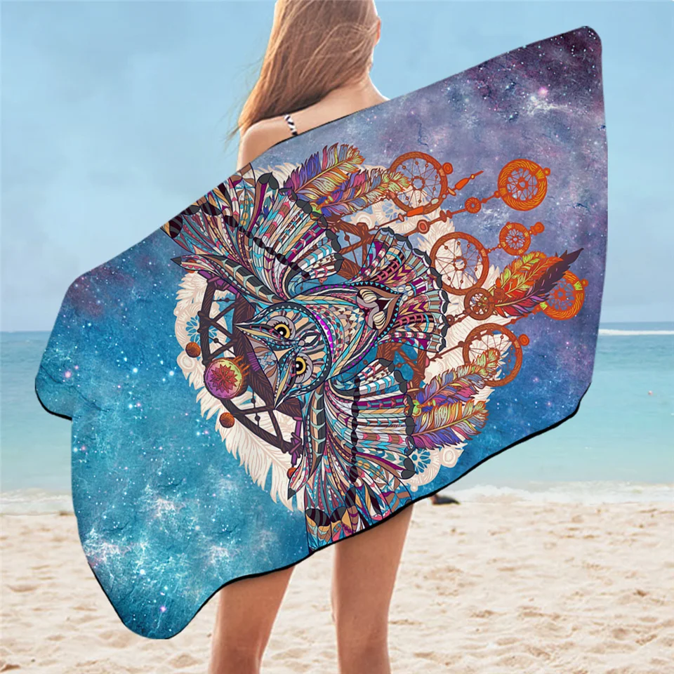 Постельное белье Outlet Dreamcatcher, полотенце для ванной, Boho, сова, пляжное полотенце, микрофибра, акварель, Богемия, коврик для йоги, Galaxy toalla, 75 см x 150 см